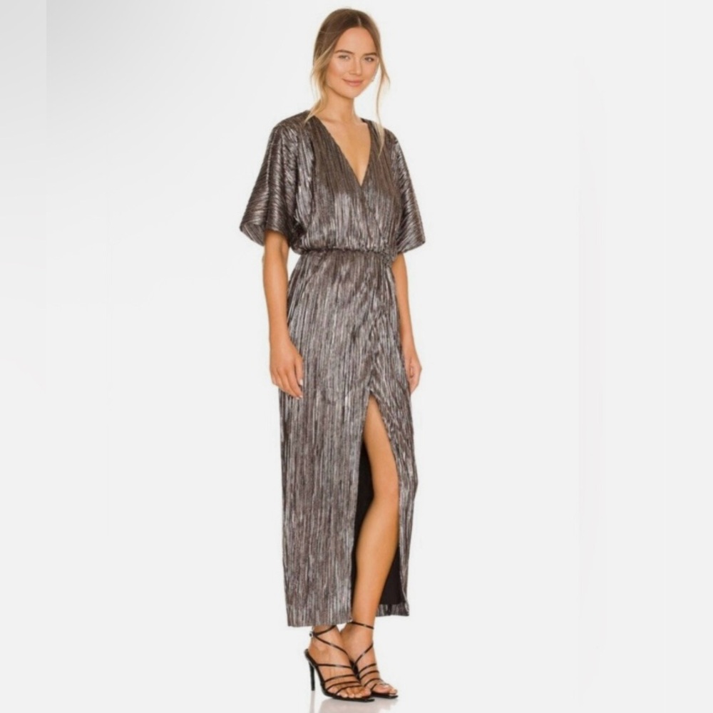 HOUSE OF HARLOW x REVOLVE *SABRINA* GUNMETAL BATWING MAXI DRESS